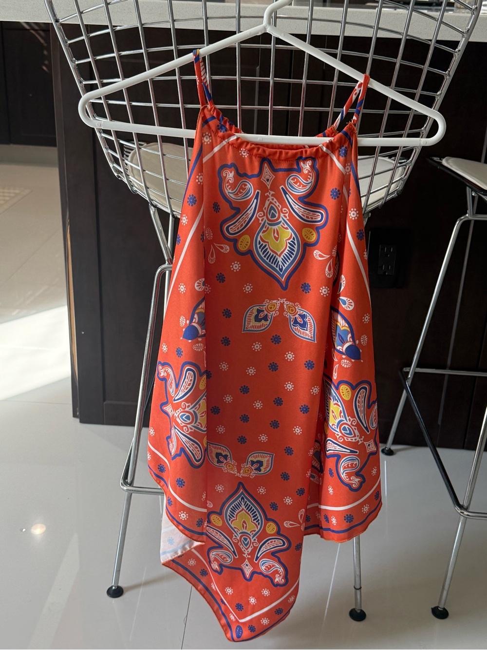 Zara Women Orange Paisley Halter Sundress/blouse